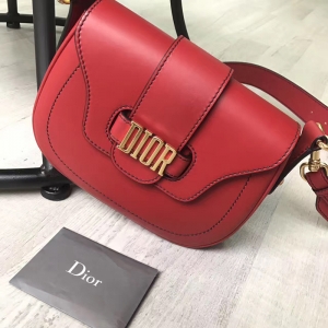 迪奥Dior 2017新款女包 D-FENCE红色小牛皮斜挎包 迪奥马鞍包