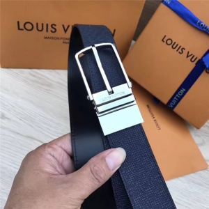 MP027 LV 专柜新包装 转动扣 手工缝线 双面可用 LV男士腰带 藏蓝色