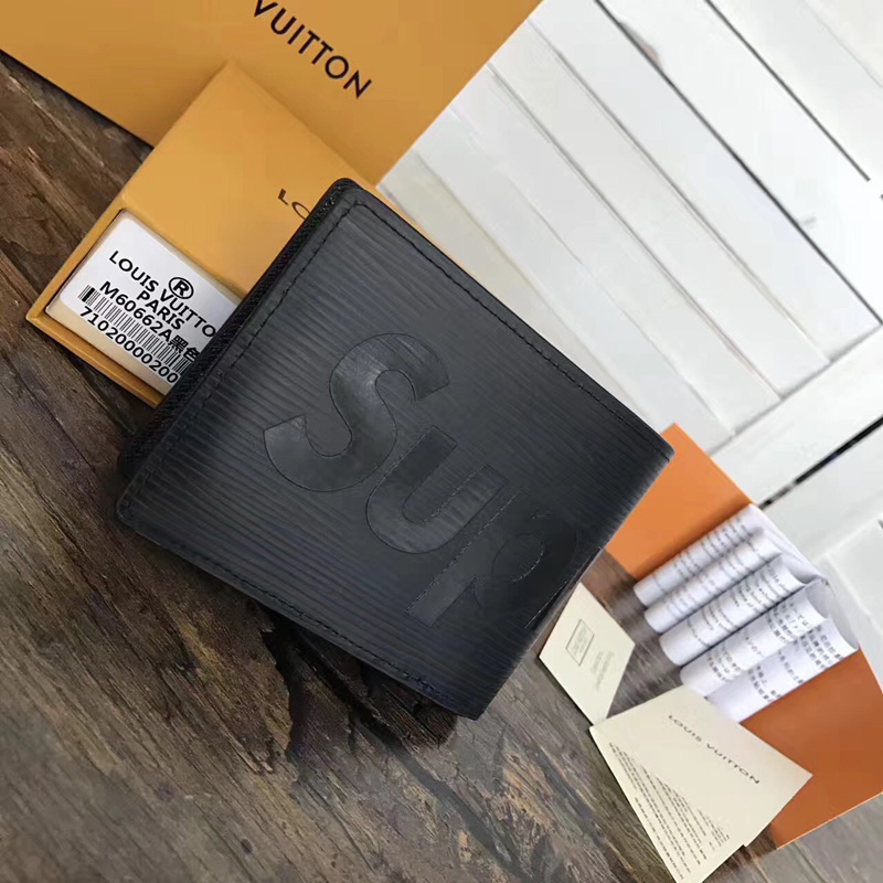 M60662 LV Supreme 联名系列限量版Multiple 钱夹LV短夹钱包黑色- 米兰站