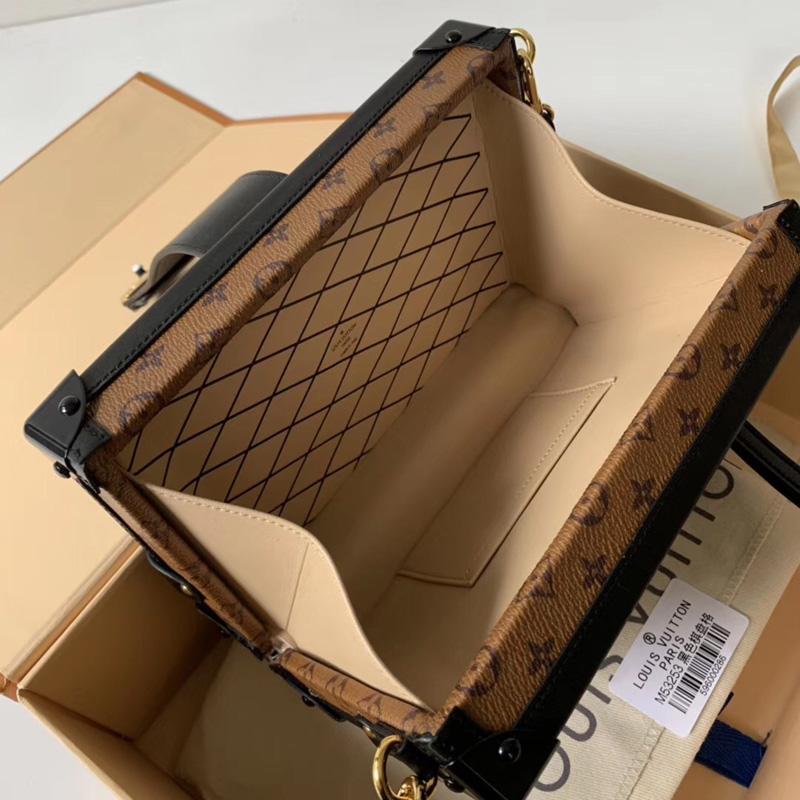 M53253 LV PETITE MALLE 手袋 Monogram 单色和双面帆布盒子 LV盒子包 黑色