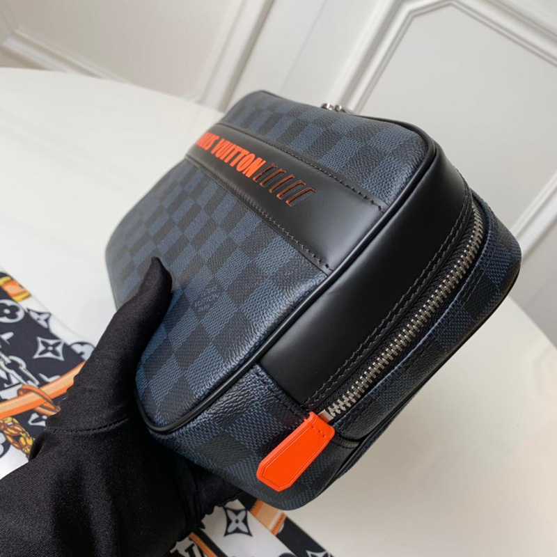 N60245 LV大号盥洗包 Damier Cobalt 帆布格仔手包 LV手包 蓝色