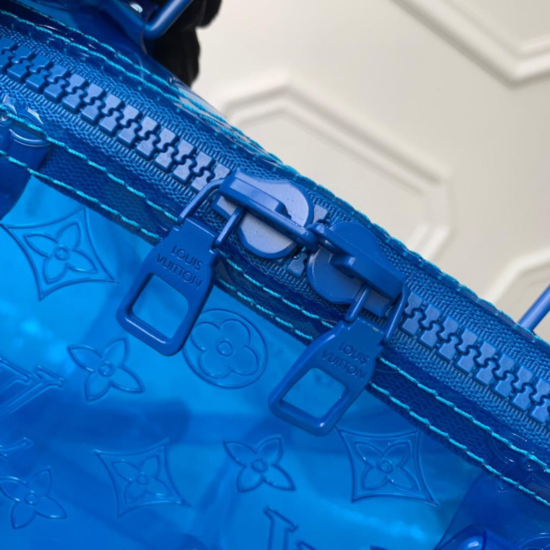 M53272 LV KEEPALL 50 旅行袋(配肩带)透明Monogram印花PVC旅行袋 蓝色