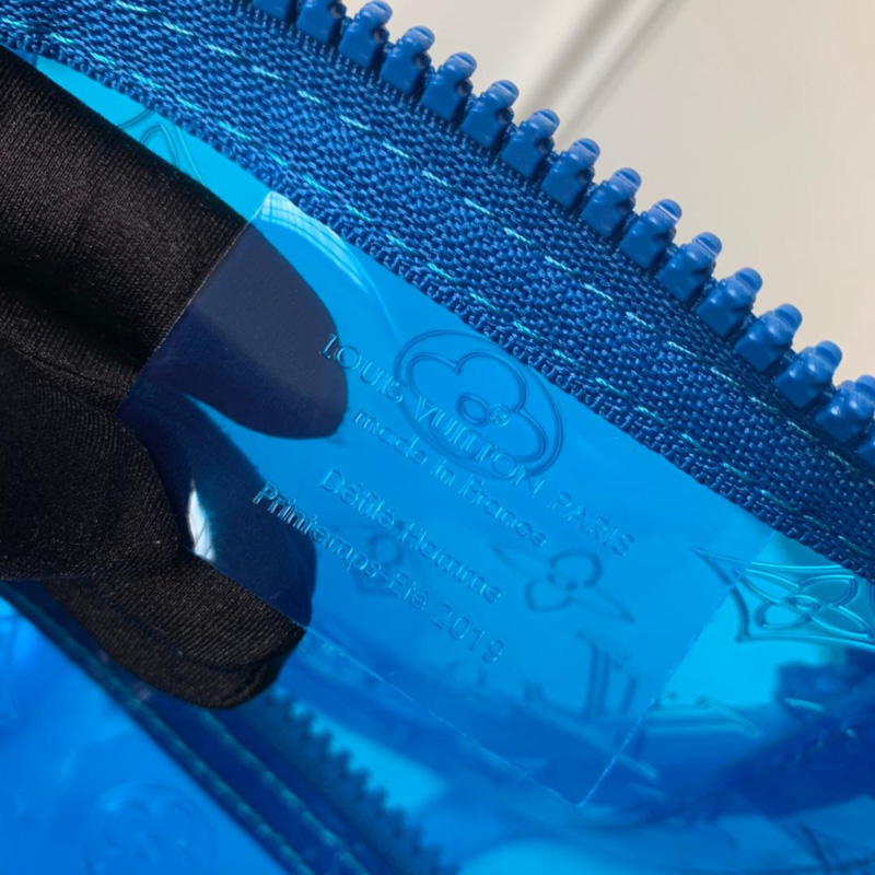 M53272 LV KEEPALL 50 旅行袋(配肩带)透明Monogram印花PVC旅行袋 蓝色