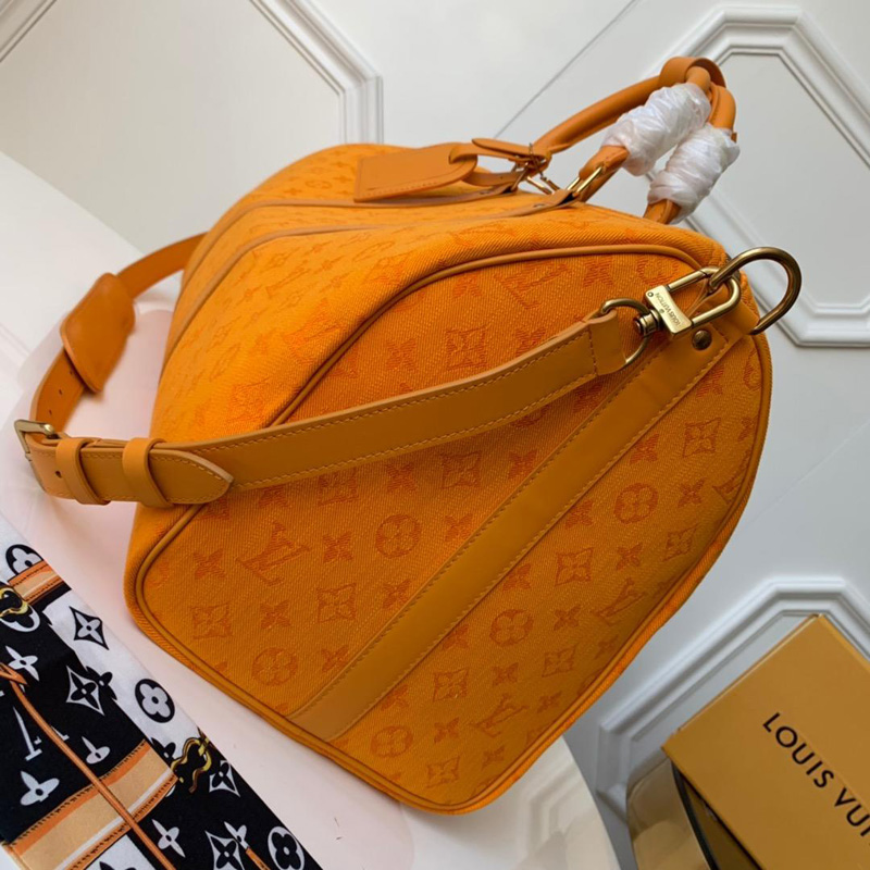 LOUIS VUITTON手袋 M44644 LV KEEPALL BANDOULIERE 50 手袋Monogram 丹宁布旅行袋赭