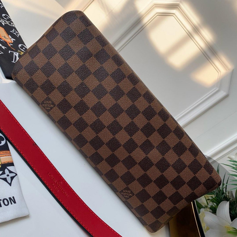 N40176 LV BEAUBOURG 手袋 Damier Ebene 帆布咖啡格女包 红色