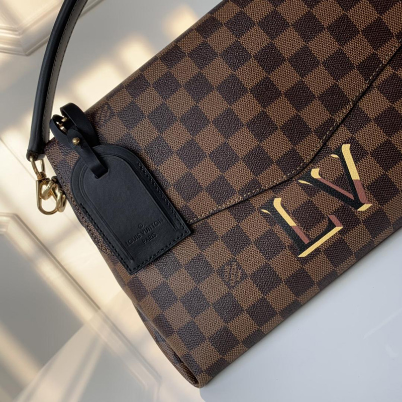 N40177 LV BEAUBOURG 手袋 Damier Ebene 帆布咖啡格女包 黑色
