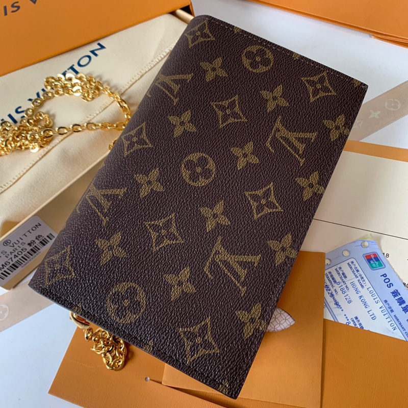 M67405 LV FLORE 链条包 Monogram 帆布配小牛皮女包 LV链条包 粉色