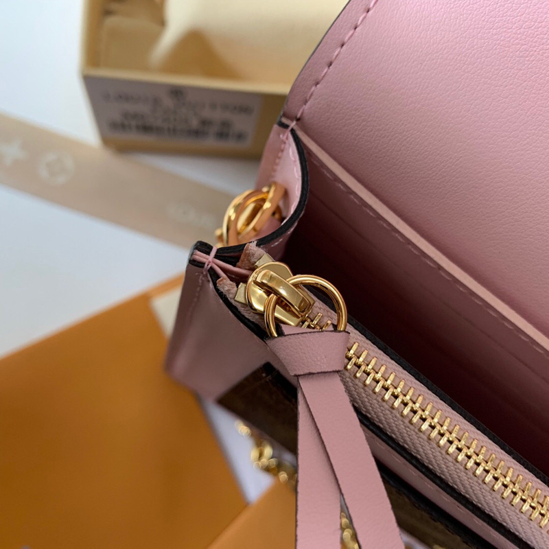 M67405 LV FLORE 链条包 Monogram 帆布配小牛皮女包 LV链条包 粉色