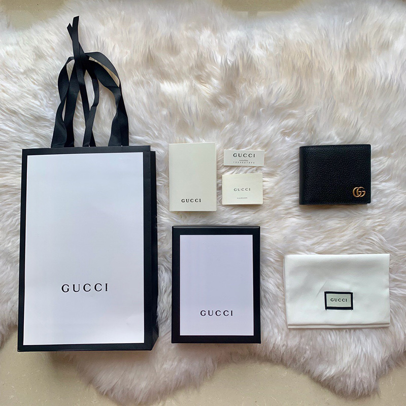 428726 Gucci古驰GG Marmont系列男士金属双G标皮革双折钱包- 米兰站