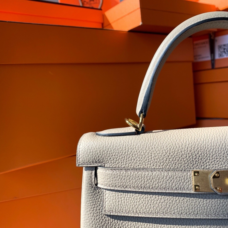 爱马仕Hermes Kelly系列凯莉包25 togo小牛皮纯手工定制版斑鸠灰- 米兰站