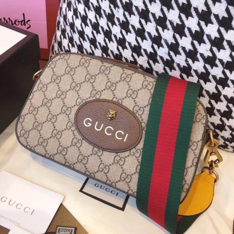 476466 Gucci Neo Vintage 高级人造帆布邮差包古驰相机包棕色