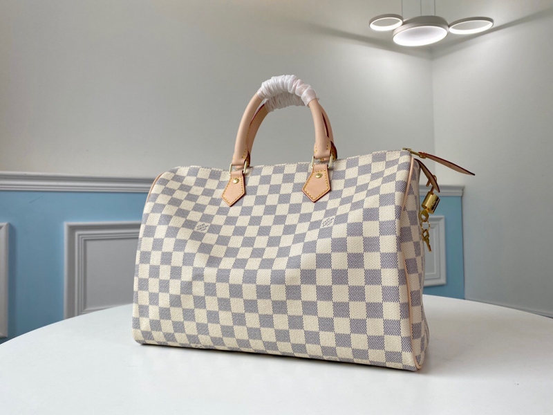 N41369 LV Speedy 35 手袋（无肩带）Damier Azur 涂层帆布LV枕头