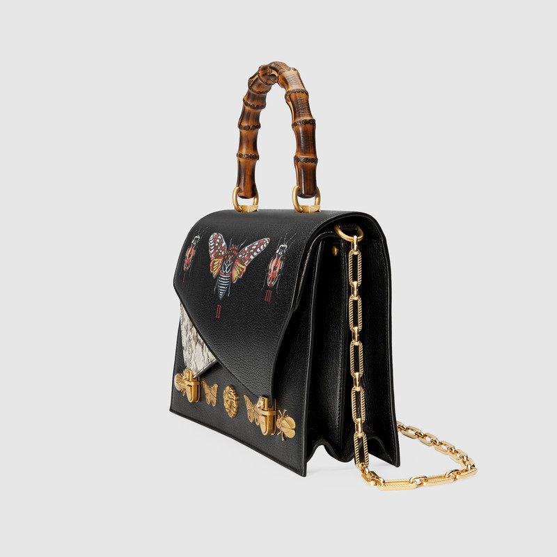 488715 GUCCI Ottilia 系列小号皮革手提包黑色- 米兰站