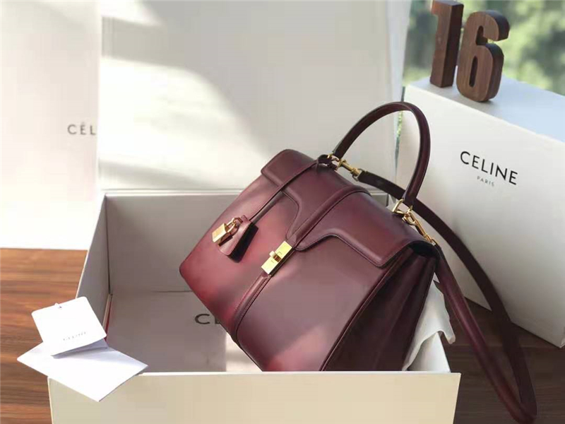 Celine包包 赛琳女负 19新款 金属锁扣 中号小牛皮包 Celine手提包女包