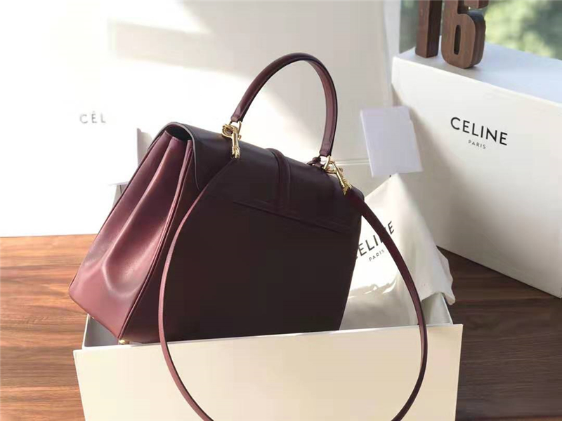 Celine包包 赛琳女负 19新款 金属锁扣 中号小牛皮包 Celine手提包女包