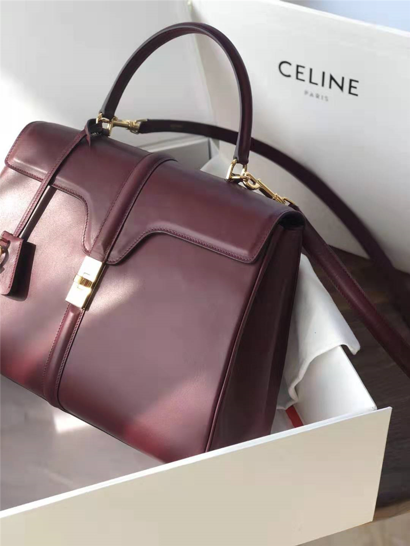 Celine包包 赛琳女负 19新款 金属锁扣 中号小牛皮包 Celine手提包女包