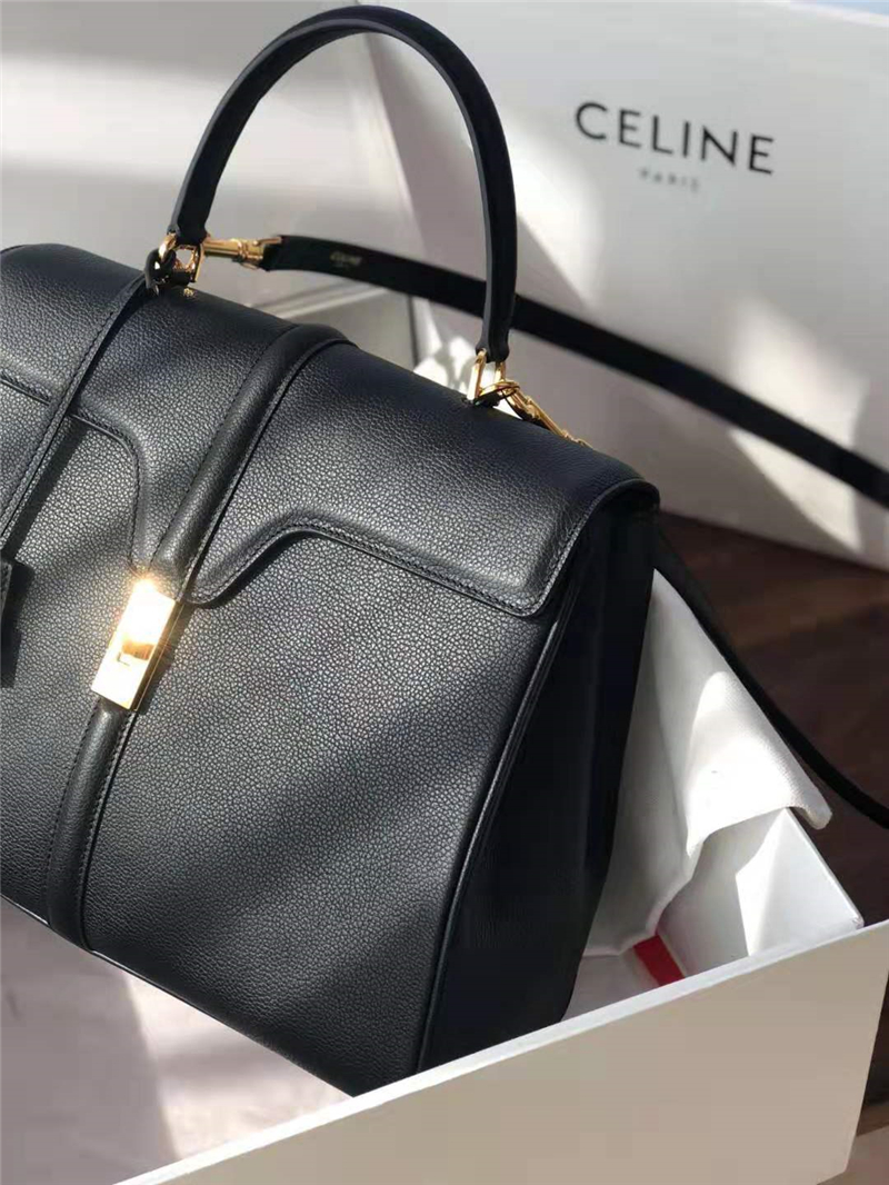 Celine包包 赛琳女负 19新款 金属锁扣 中号小牛皮包 Celine手提包女包