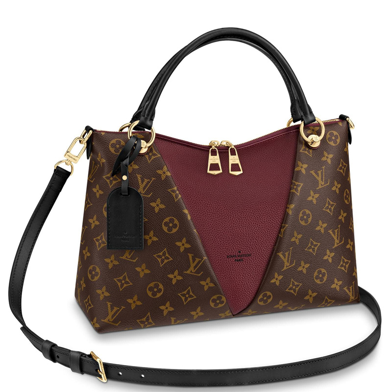 M43949 LV V Tote MM手袋 LV Monogram帆布老花女包 LV女包 酒红色 - 米兰站