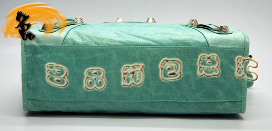 173084A  巴黎世家单肩包 Balenciaga机车包 进口牛皮时尚休闲女包 手提包 湖水绿色