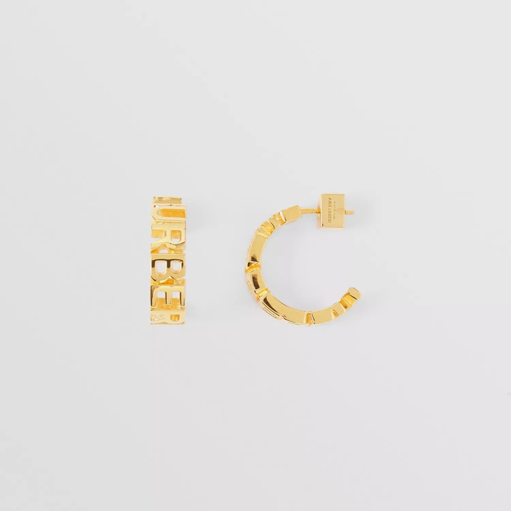 Burberry Gold-plated Logo Hoop Earrings