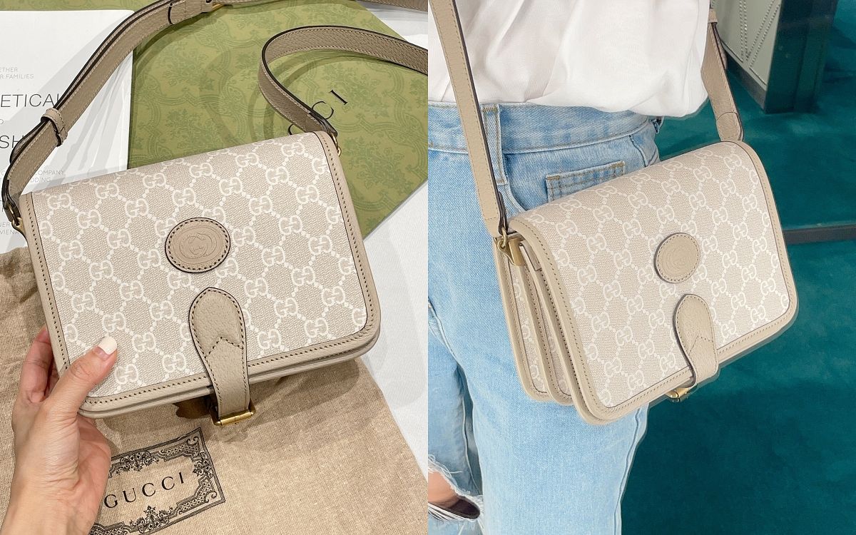 Gucci爆红邮差包2024推出奶油色老花包！